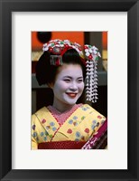 Framed Japanese Geisha with Flowers in Her Hair