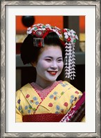 Framed Japanese Geisha with Flowers in Her Hair