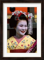 Framed Japanese Geisha with Flowers in Her Hair