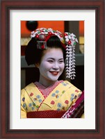 Framed Japanese Geisha with Flowers in Her Hair