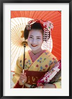 Framed Young Geisha with Umbrella