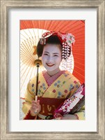 Framed Young Geisha with Umbrella