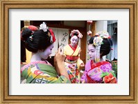 Framed Three geishas, Kyoto, Honshu, Japan (three women)
