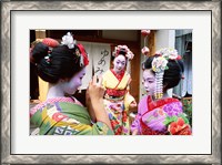 Framed Three geishas, Kyoto, Honshu, Japan (three women)