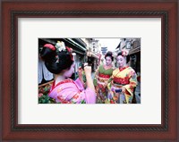 Framed Three geishas, Kyoto, Honshu, Japan (taking pictures)