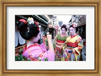 Framed Three geishas, Kyoto, Honshu, Japan (taking pictures)