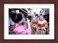 Framed Three geishas, Kyoto, Honshu, Japan (taking pictures)