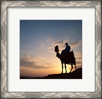 Framed Silhouette of a man on a camel, Giza, Egypt