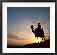 Framed Silhouette of a man on a camel, Giza, Egypt