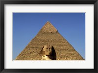 Framed Great Sphinx  Chephren Pyramid  Giza  Egypt