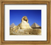 Framed Great Sphinx and pyramids, Giza, Egypt