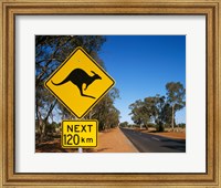 Framed Kangaroo crossing sign, Australia