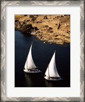 Framed Two sailboats, Nile River, Egypt