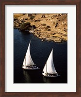 Framed Two sailboats, Nile River, Egypt