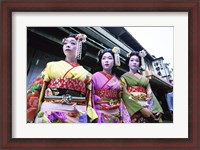 Framed Three geishas, Kyoto, Japan