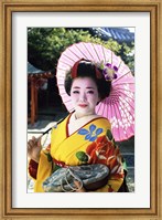 Framed Geisha holding a parasol, Kyoto, Japan