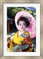 Framed Geisha holding a parasol, Kyoto, Japan