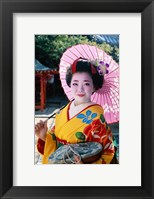 Framed Geisha with Pink Umbrella