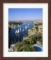 Framed Sailboats In A River, Nile River, Aswan, Egypt Vertical Landscape