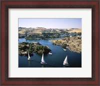 Framed Sailboats In A River, Nile River, Aswan, Egypt Landscape
