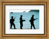 Framed U.S. Navy Special Forces (S.E.A.L.) Team Patroling Beach