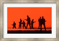 Framed Silhouette of army soldiers, US Military Special Forces