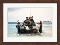 Framed Army soldiers on a military tank in the sea, M551 Sheridan