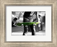 Framed Green Skateboard