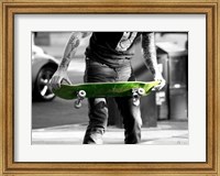 Framed Green Skateboard