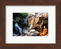 Framed Buddhist Monk In Mae Klang Waterfall
