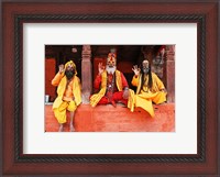 Framed Three Saddhus at Kathmandu Durbar Square