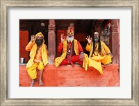 Framed Three Saddhus at Kathmandu Durbar Square