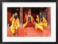 Framed Three Saddhus at Kathmandu Durbar Square