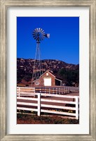 Framed USA, California, windmill on farm