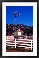 Framed USA, California, windmill on farm