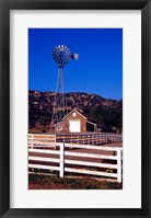 Framed USA, California, windmill on farm