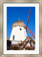 Framed Windmill on Alisal Road, Solvang, Santa Barbara County, Central California up close