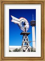 Framed USA, Texas, San Antonio, Tower of the Americas and old windmill