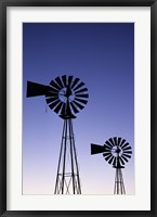 Framed Silhouette of windmills, American Wind Power Center, Lubbock, Texas, USA