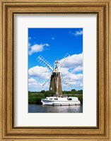 Framed Low angle view of a traditional windmill, Thurne, Norfolk Broads, Norfolk, England
