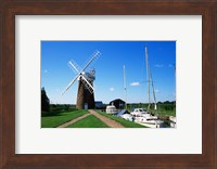 Framed Drainage windmill at the riverside, Horsey Windpump, Horsey, Norfolk, East Anglia, England