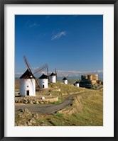 Framed Windmills, La Mancha, Consuegra, Castilla-La Mancha, Spain By Field
