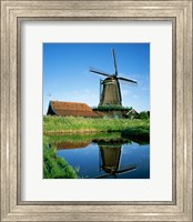 Framed Windmill, Zaanse Schans, Netherlands Reflection