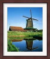 Framed Windmill, Zaanse Schans, Netherlands Reflection