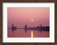 Framed Windmills at Sunrise, Zaanse Schans, Netherlands