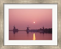 Framed Windmills at Sunrise, Zaanse Schans, Netherlands