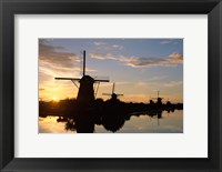 Framed Silhouette, Windmills at Sunset, Kinderdijk, Netherlands