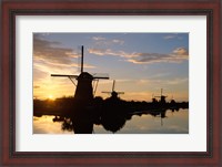 Framed Silhouette, Windmills at Sunset, Kinderdijk, Netherlands