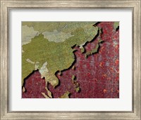 Framed Close-up of a world map - red
