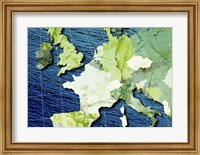 Framed Close-up of a world map - blue and green